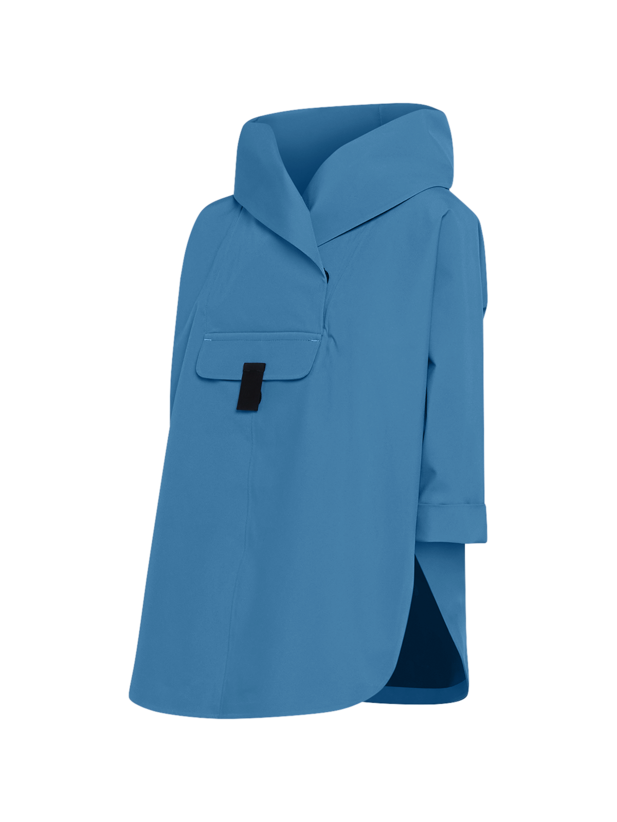 Bergen mini poncho in the color Coronet blue from the side
